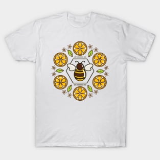 Honey Bee and Lemon Mandala | White T-Shirt